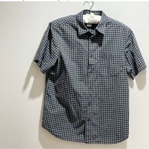 COLUMBIA Men's EAGLE CREEK Short Sleeve 100% Cotton Gray Black Check Size Medium